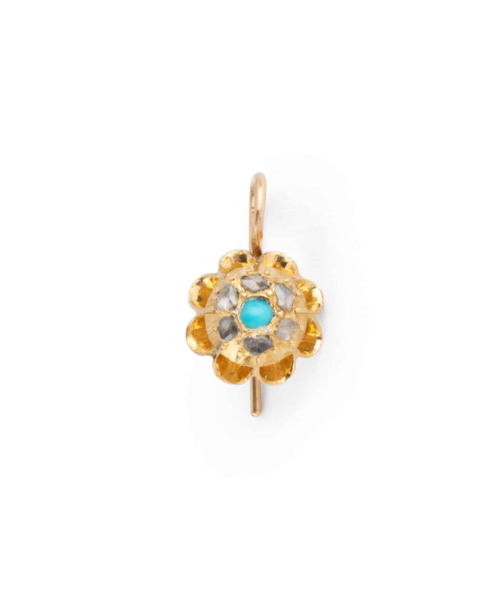 Caillou Paris Boucle Oreille Turquoise Et Diamants Eigra Gros Plan