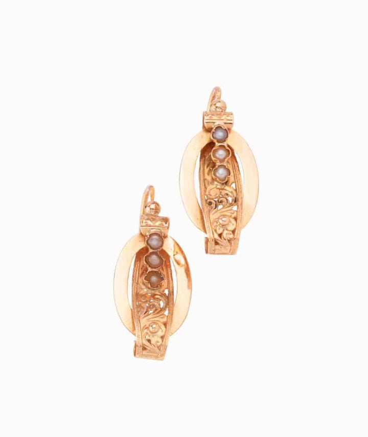 Caillou Paris Boucles D Oreilles Napoleon Iii Or Et Perles Kaoura Face