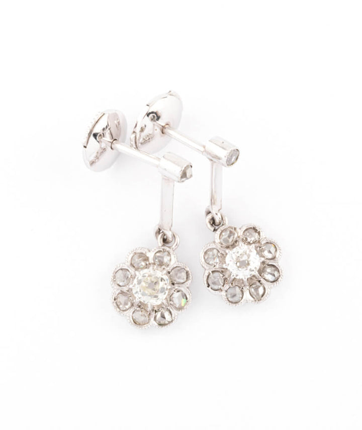 Boucles d'oreilles anciennes diamants "Mitalia"
