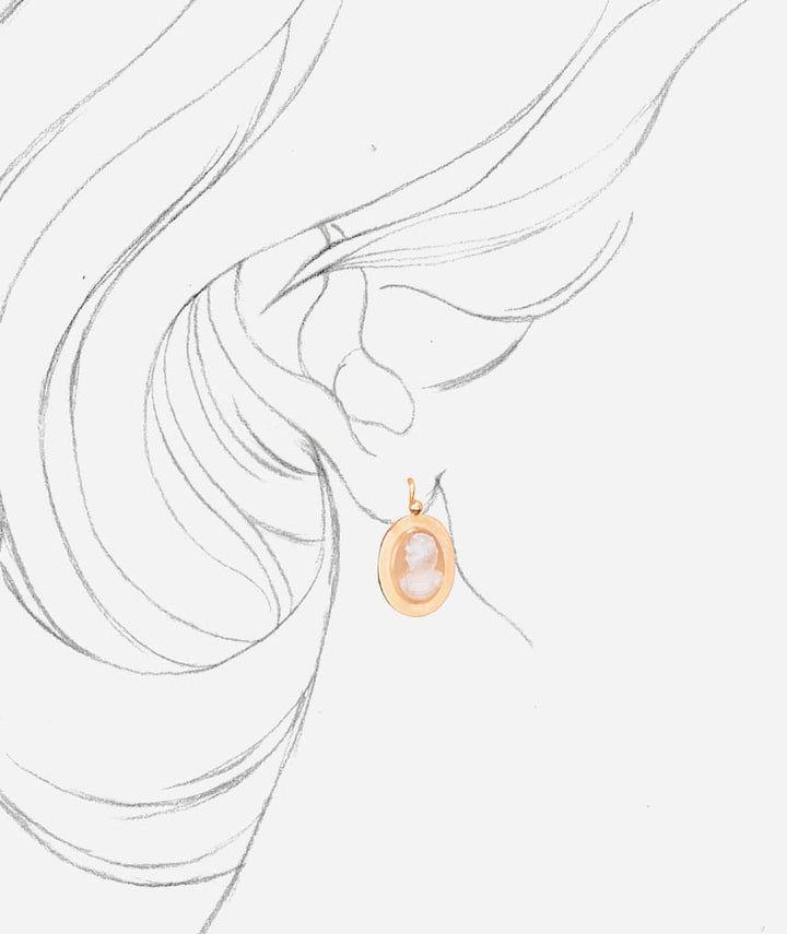 Caillou Paris - Boucles d’oreilles anciennes camees Aniata porter