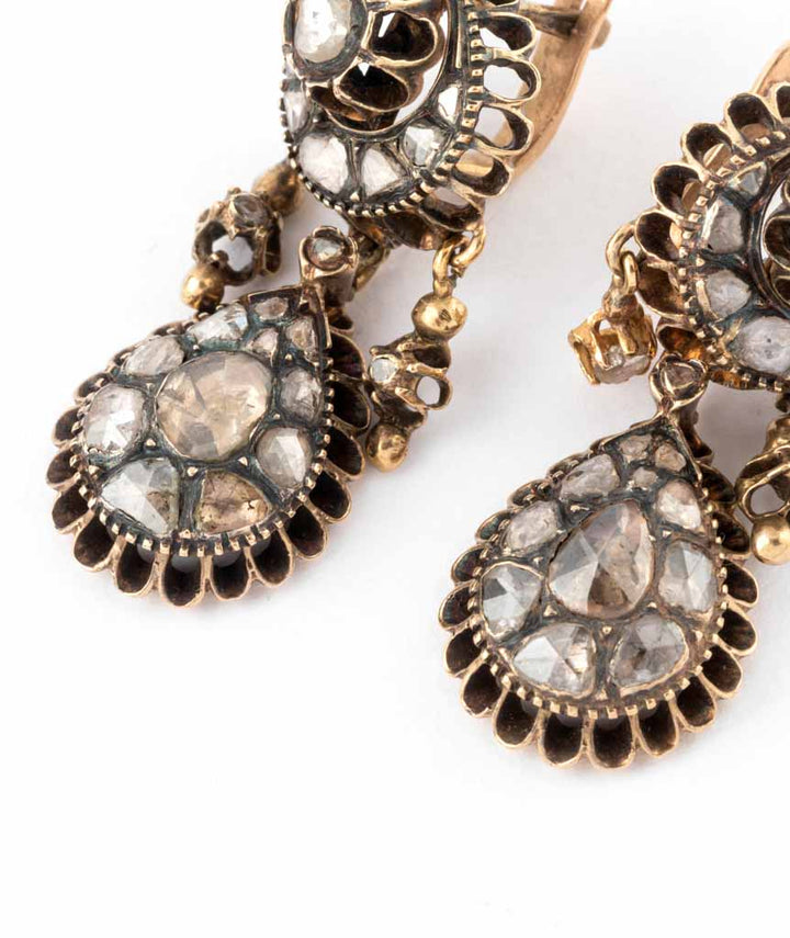 Caillou Paris - Boucles d'oreilles anciennes diamants Mahea detail 1