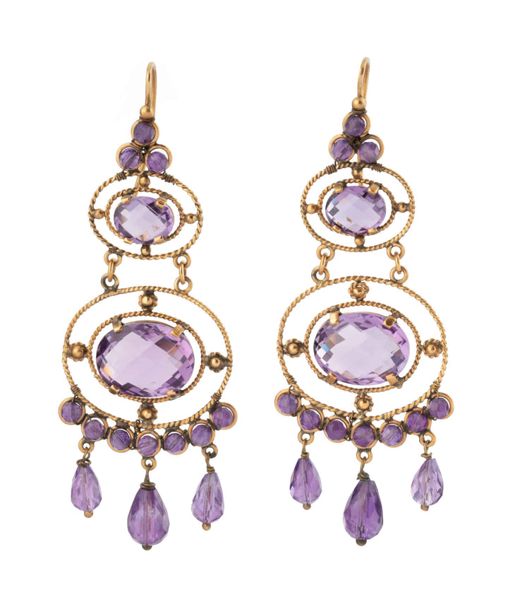 Caillou Paris Boucles Oreilles Anciennes Amethystes Karri