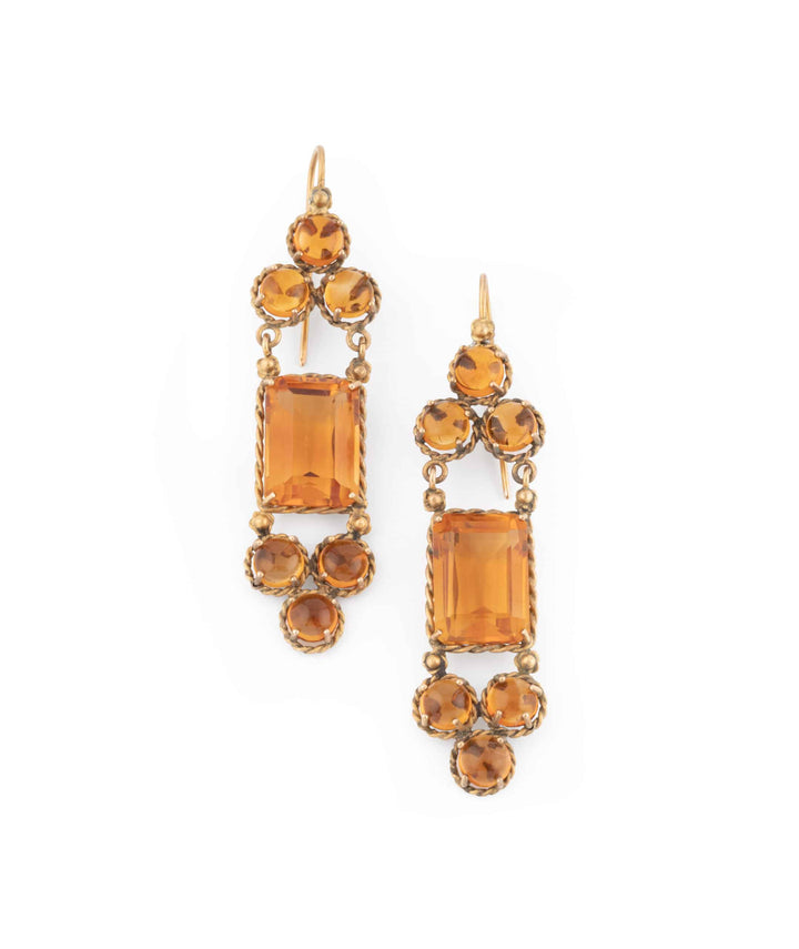Caillou Paris Boucles Oreilles Anciennes Citrines Sanzi Double