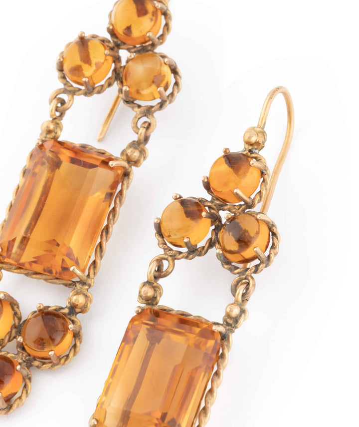 Caillou Paris Boucles Oreilles Anciennes Citrines Sanzi Gros Plan 1