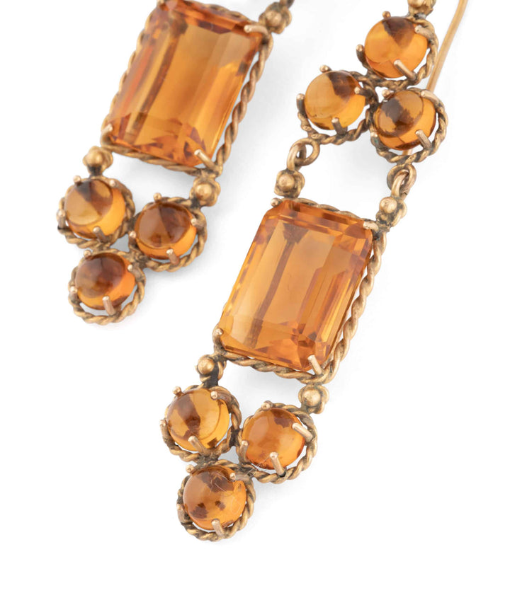 Caillou Paris Boucles Oreilles Anciennes Citrines Sanzi Gros Plan 2