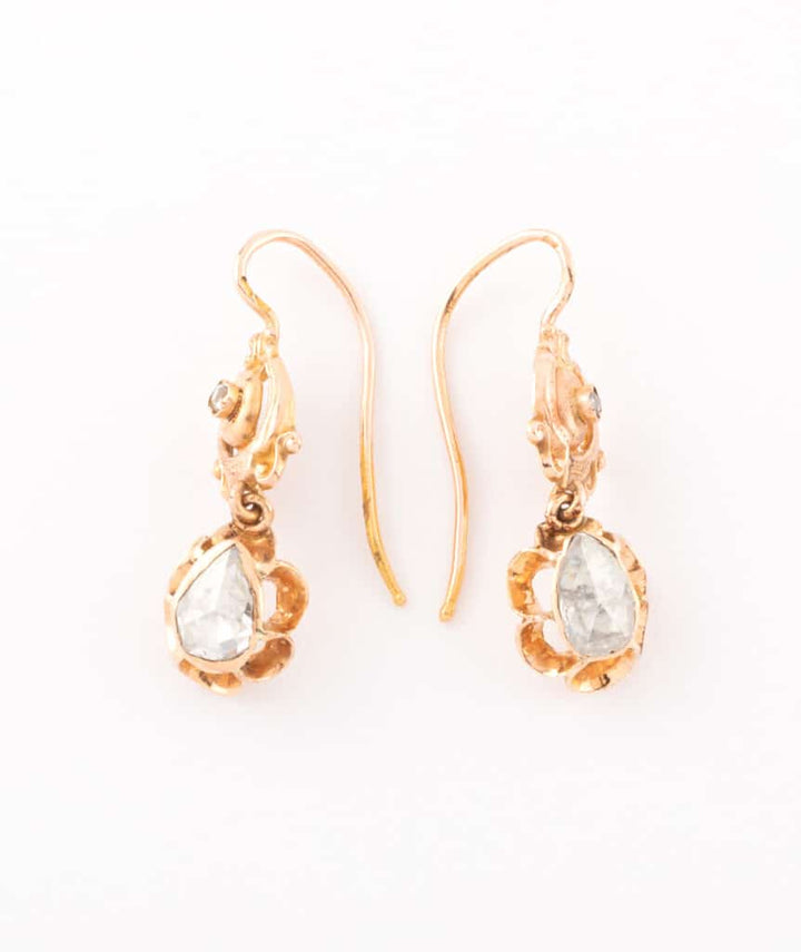 Boucles d'oreilles anciennes diamants Kukka
