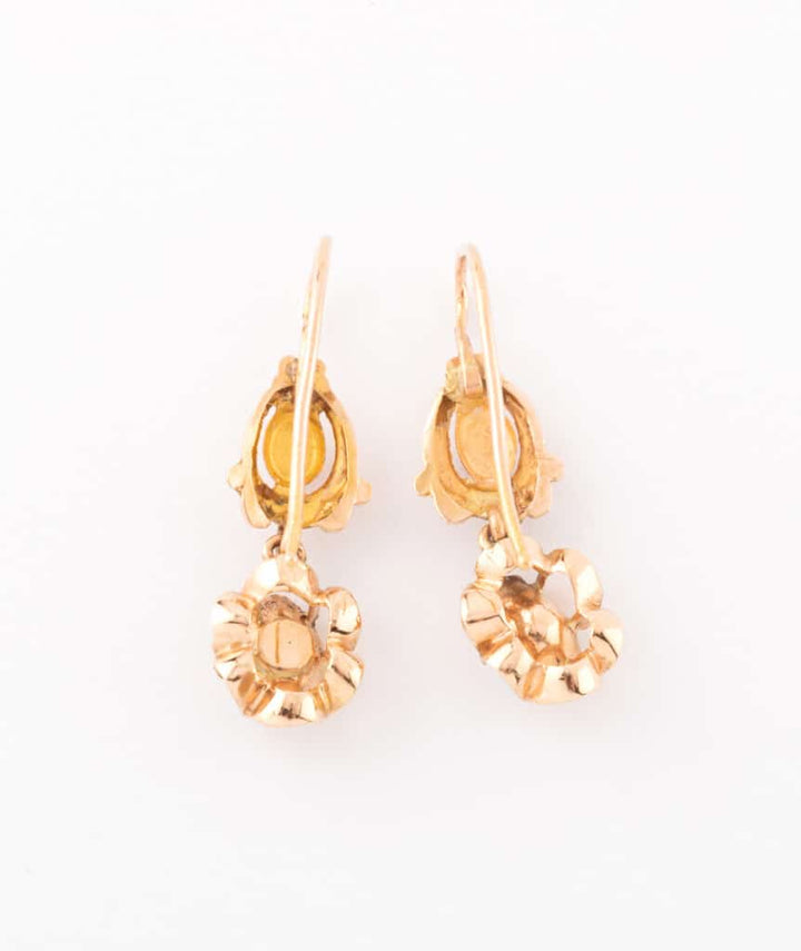 Boucles d'oreilles anciennes diamants Kukka dos