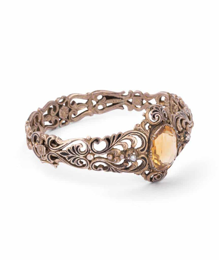 Caillou Paris Bracelet Ancien Citrine Et Perles Kala Droite