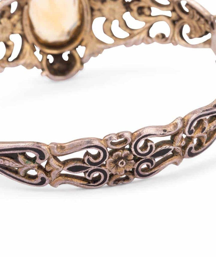 Caillou Paris Bracelet Ancien Citrine Et Perles Kala Gros Plan 5