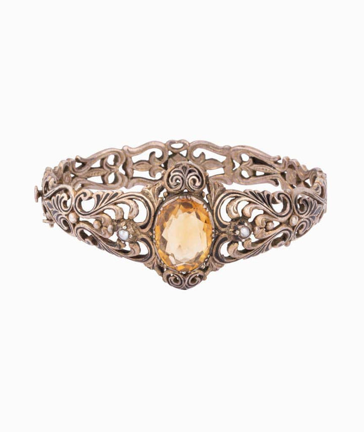 Caillou Paris Bracelet Ancien Citrine Et Perles Kala