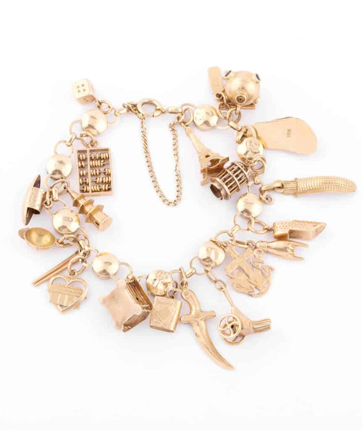 Caillou Paris Bracelet Ancien Grenats Et Breloques Claudi Dos