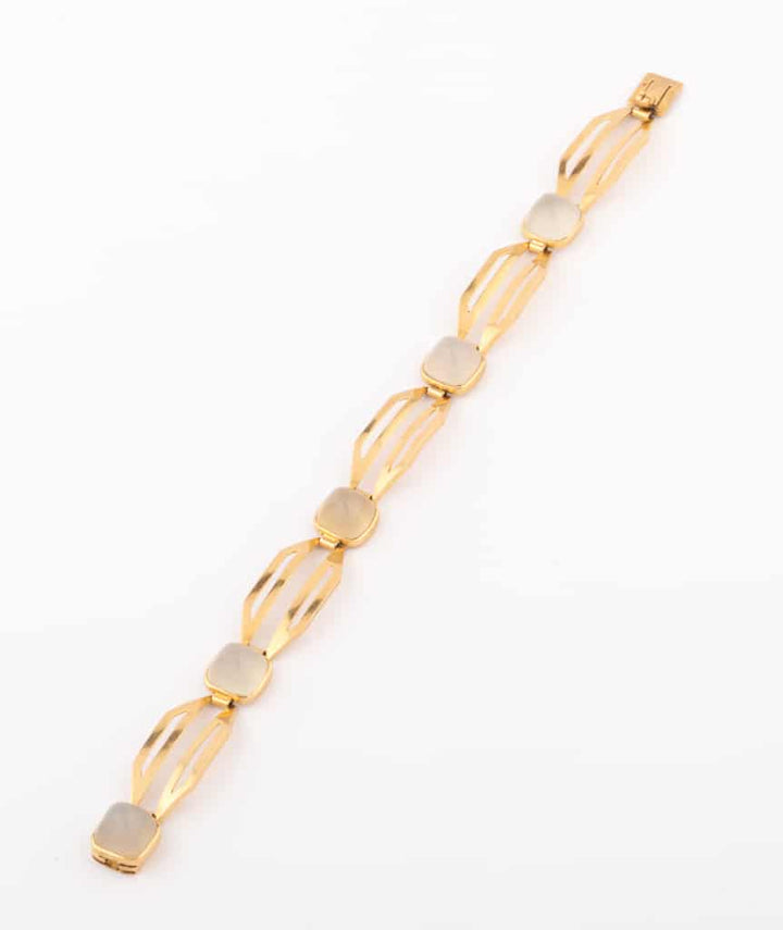 Caillou Paris Bracelet Ancien Or Cabochon %22dagomar%22 Ouvert