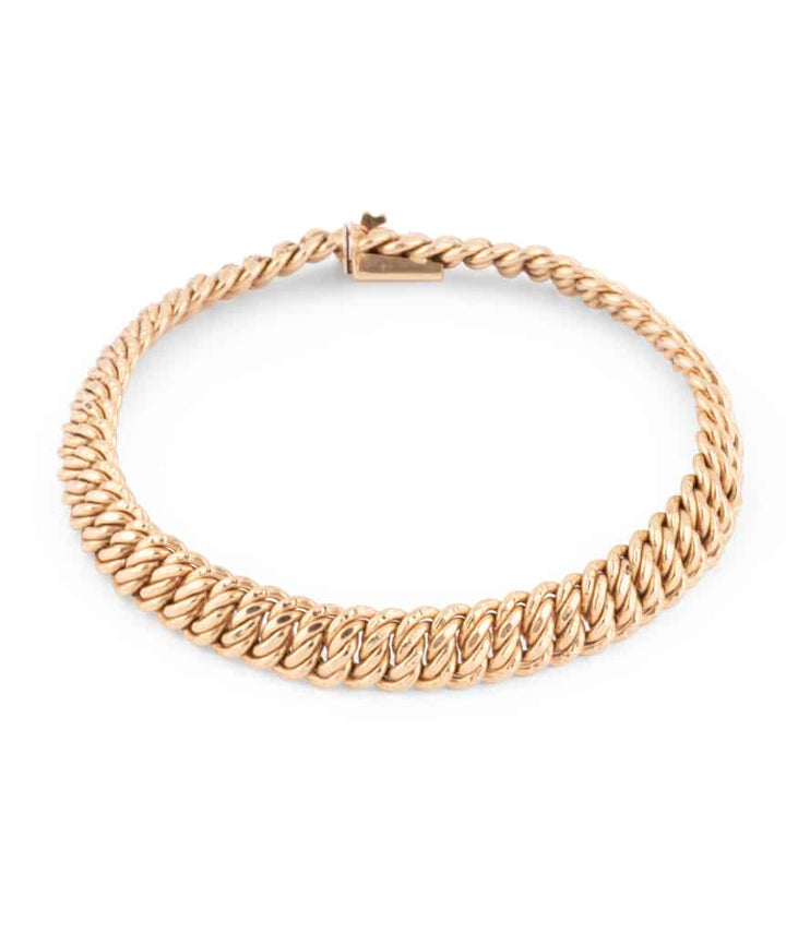 Caillou Paris Bracelet Ancien Or Maille Americaine Caley Gros Plan