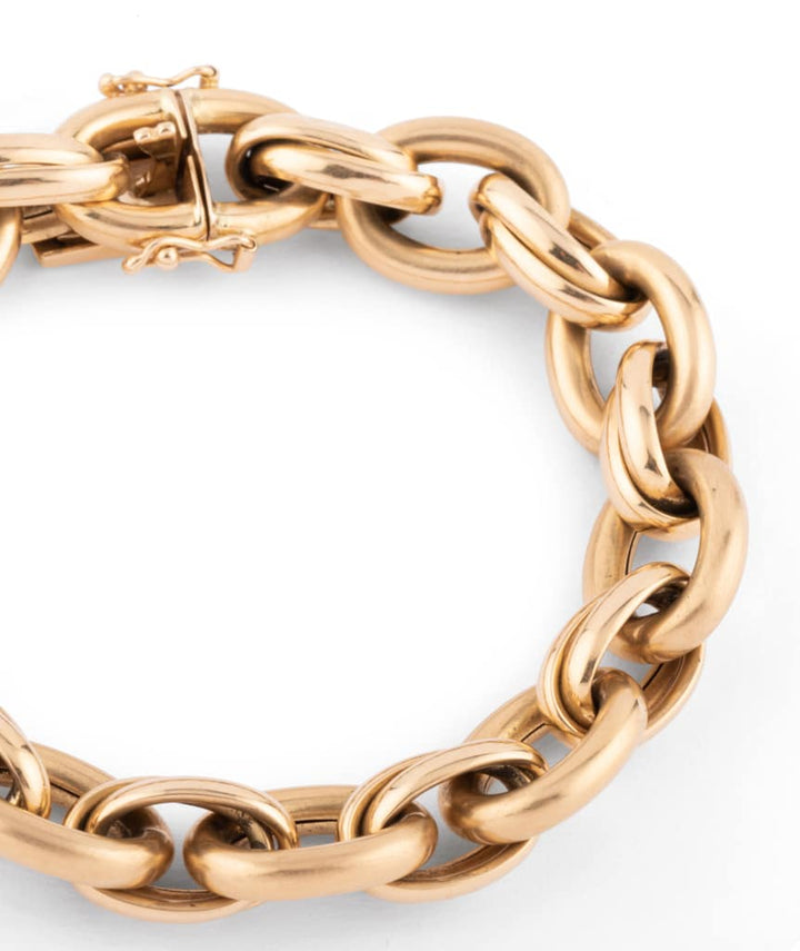 Caillou Paris Bracelet Ancien Or Maille Gourmette Lyes Gros Plan