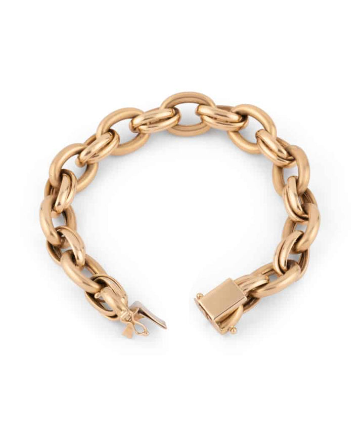 Caillou Paris Bracelet Ancien Or Maille Gourmette Lyes Ouvert