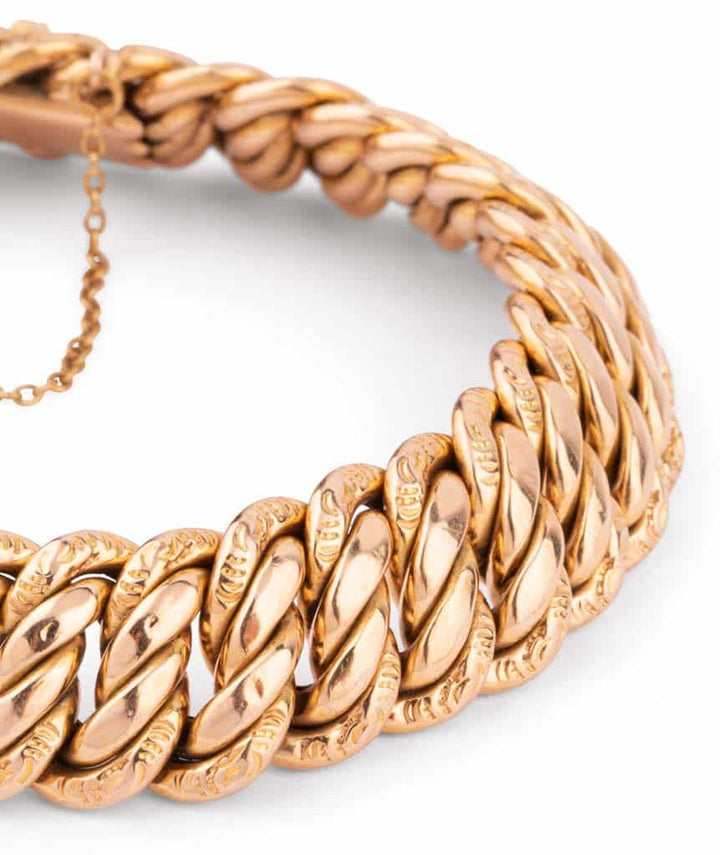 Caillou Paris Bracelet Ancien Or Maille Gourmette Tavy Gros Plan Droite