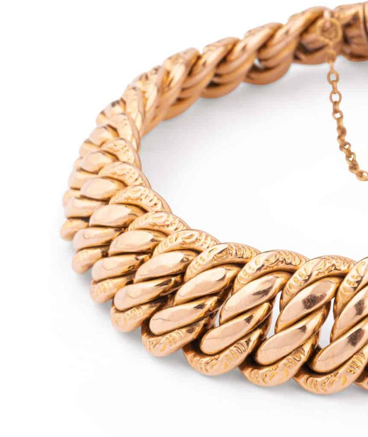 Caillou Paris Bracelet Ancien Or Maille Gourmette Tavy Gros Plan Gauche