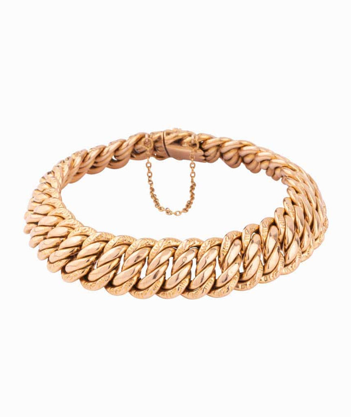 Caillou Paris Bracelet Ancien Or Maille Gourmette Tavy Gros Plan