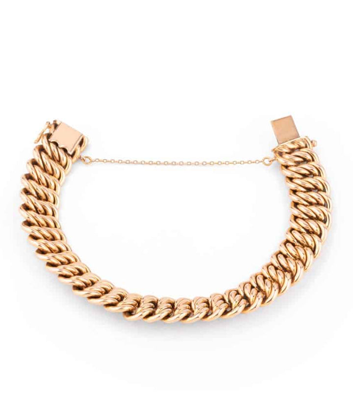 Caillou Paris Bracelet Ancien Or Maille Gourmette Tavy Ouvert