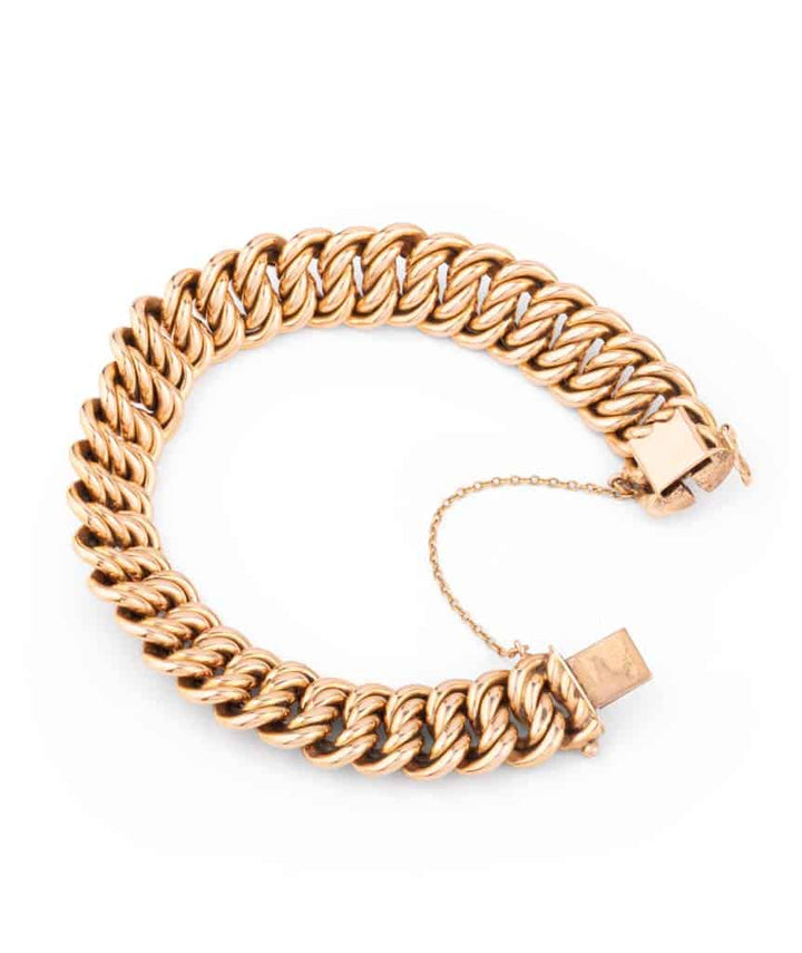 Caillou Paris Bracelet Ancien Or Maille Gourmette Tavy Profil