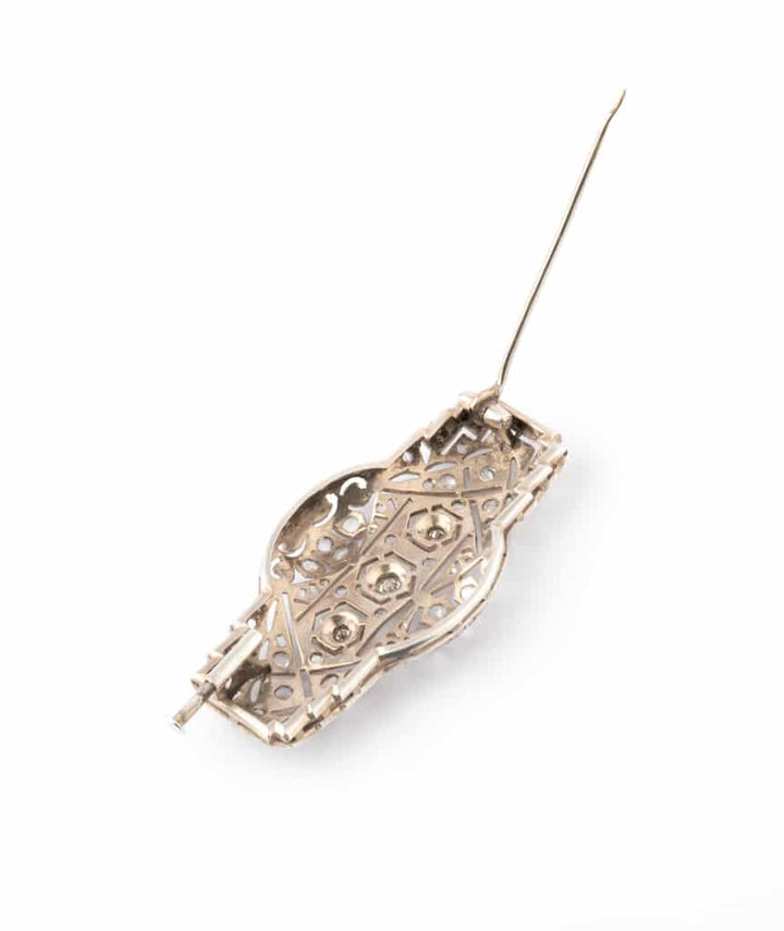 Caillou Paris - Broche Art deco argent Junia ouverte