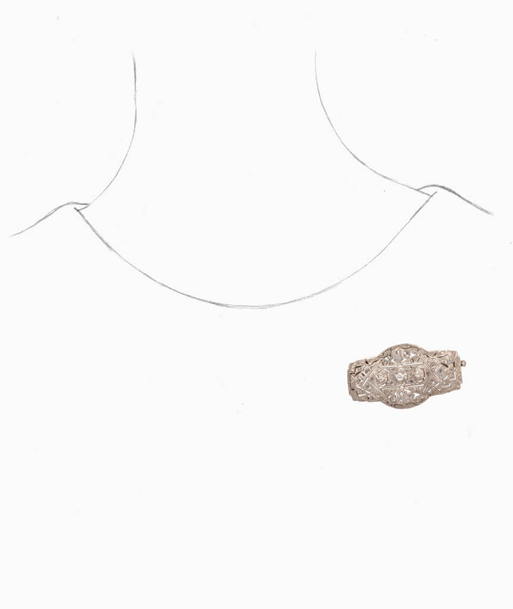 Caillou Paris - Broche Art deco argent Junia porter