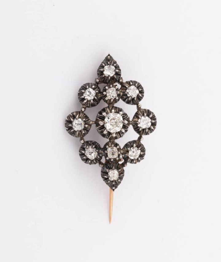 Caillou Paris Broche Ancienne Diamants Jent Face