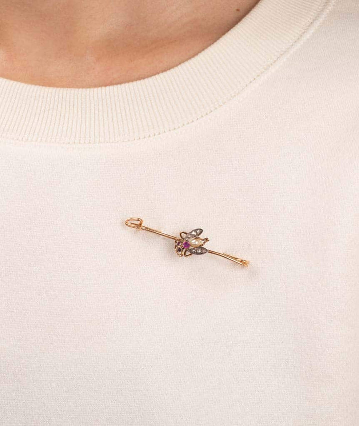 Caillou Paris Broche Ancienne Epingle Rubis Et Perle Ayla Porter