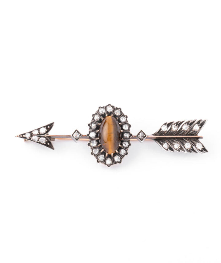 Caillou Paris - Broche ancienne oeil de tigre Oura