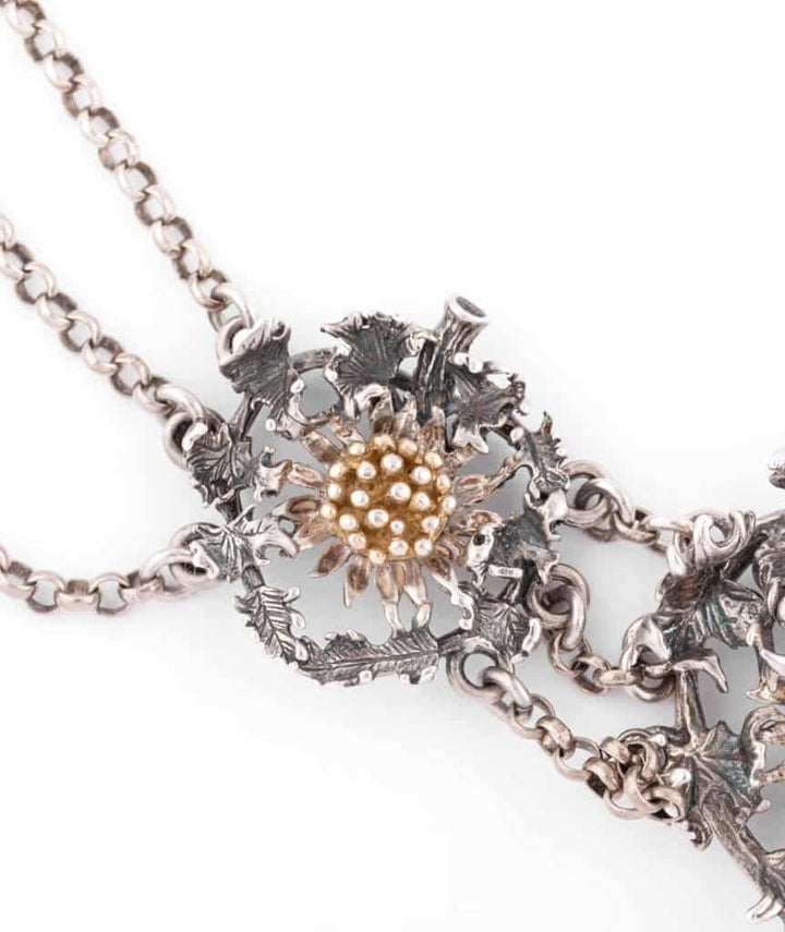 Caillou Paris Collier Art Nouveau Argent Et Vermeil Labib Gros Plan Gauche