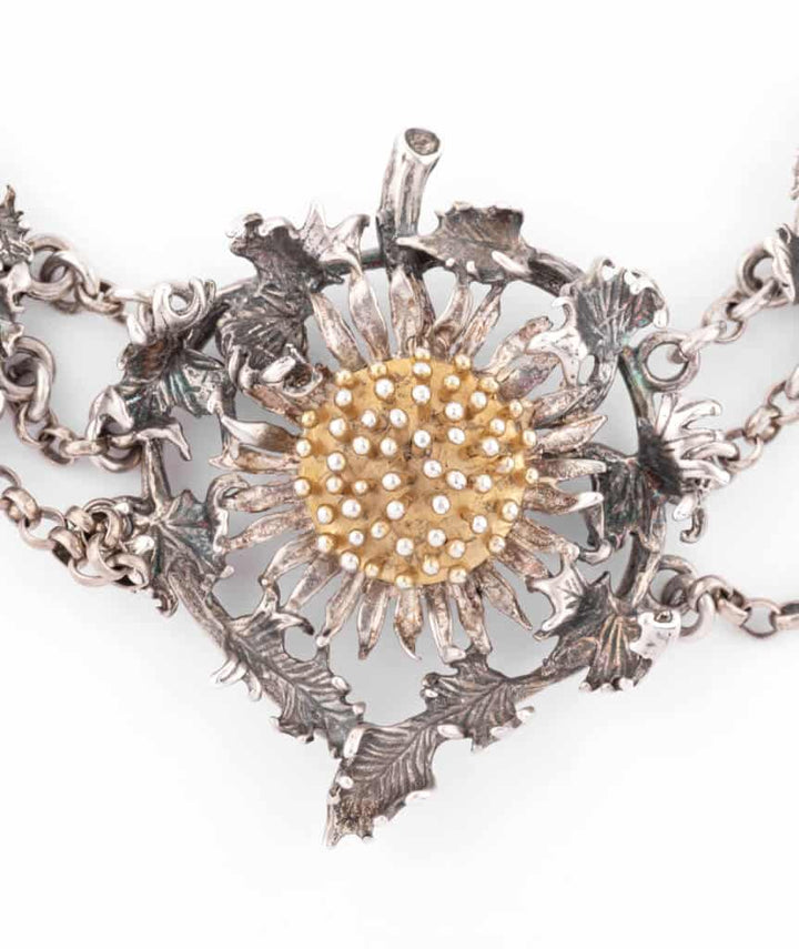Caillou Paris Collier Art Nouveau Argent Et Vermeil Labib Gros Plan