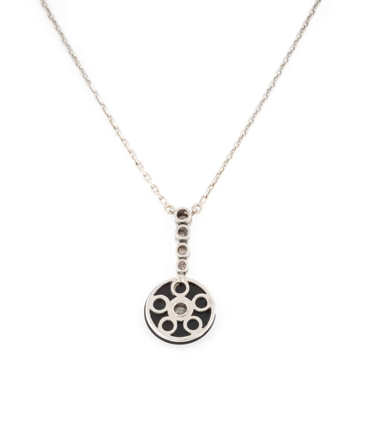 Caillou Paris Collier Art Deco Onyx Et Diamants Odiane Dos