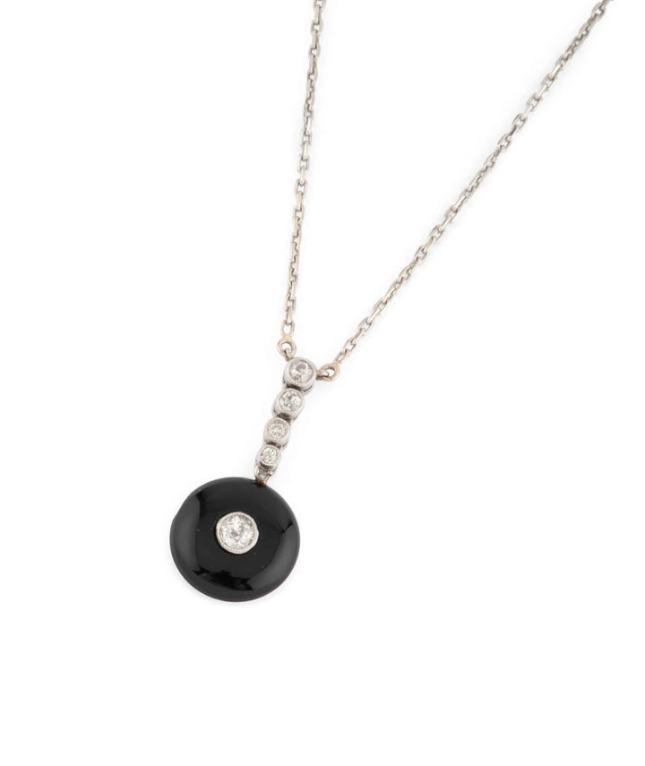 Caillou Paris Collier Art Deco Onyx Et Diamants Odiane Gros Plan