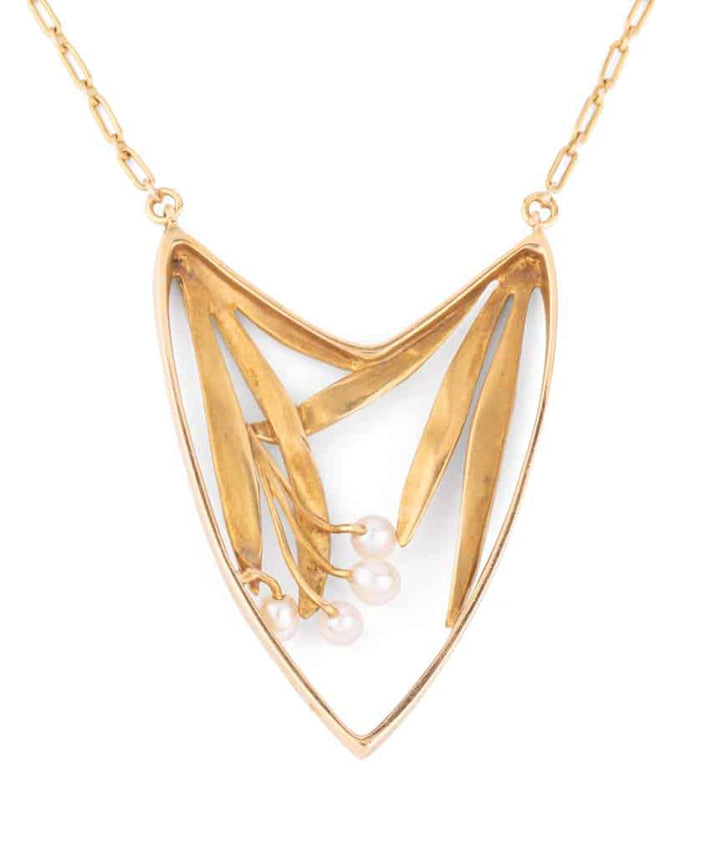 Caillou Paris Collier Art Nouveau Or Et Perles Aban Gros Plan Dos