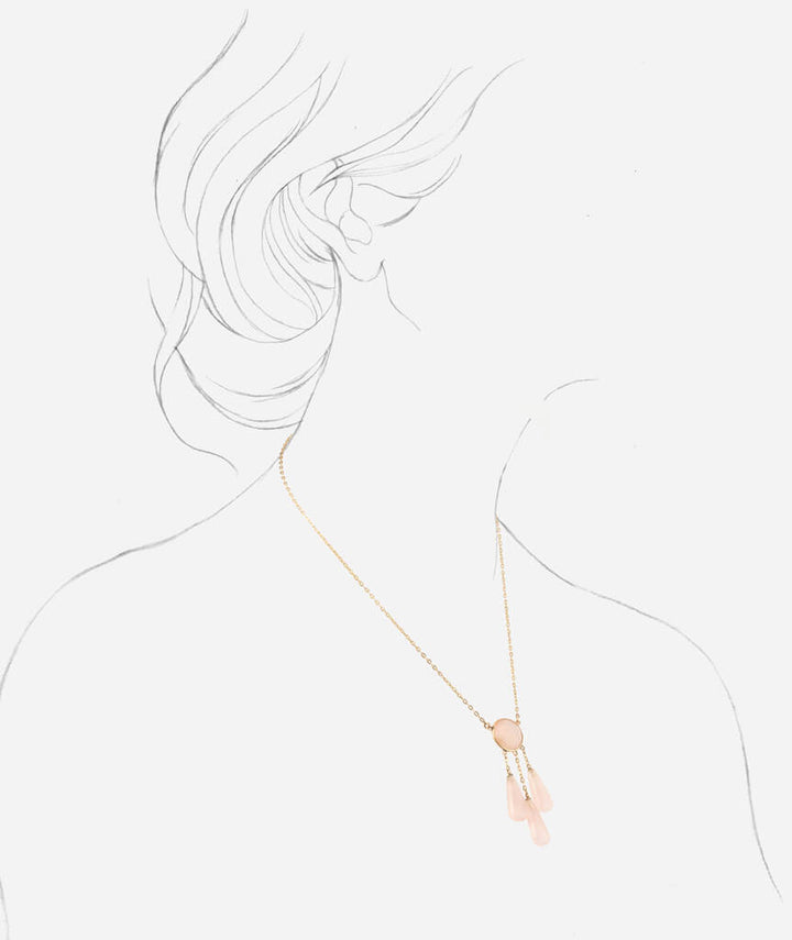 Collier ancien négligé quartz rose Blush - Caillou Paris