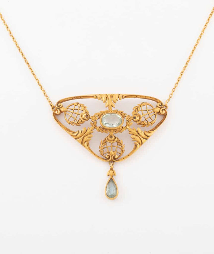Caillou Paris - Collier ancien aigue-marine Rouhi details