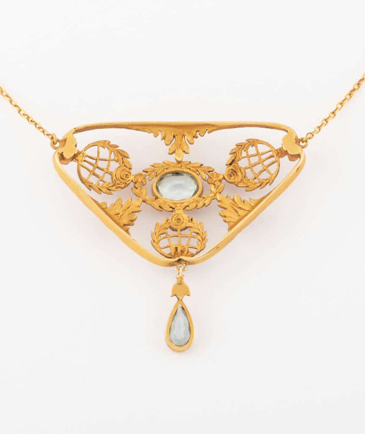 Caillou Paris - Collier ancien aigue-marine Rouhi dos
