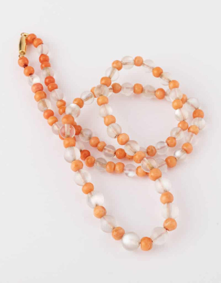 Caillou Paris - Collier ancien corail et pierres de lune Nur entier