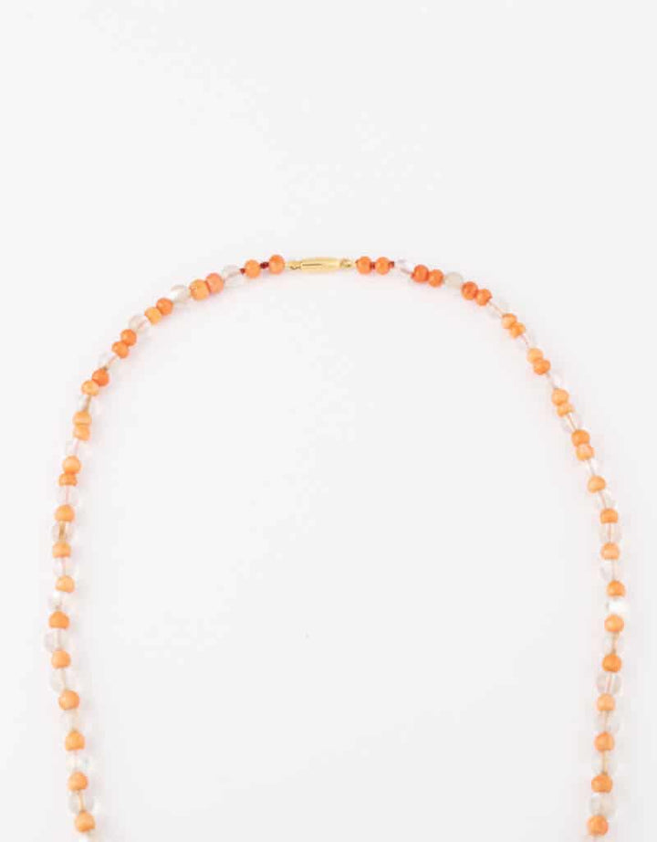 Caillou Paris - Collier ancien corail et pierres de lune Nur fermoir