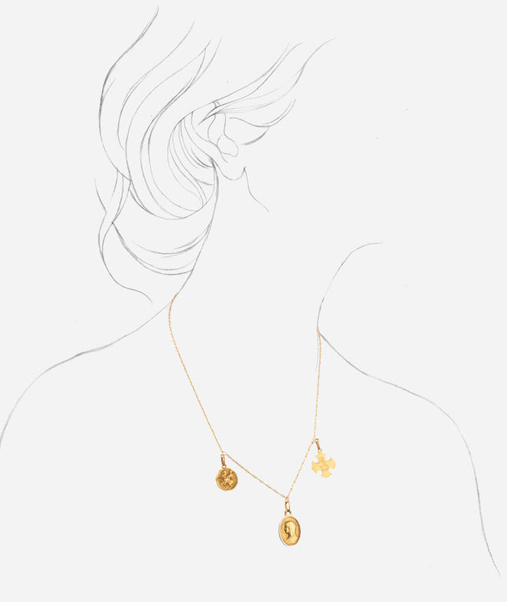 Caillou Paris - Collier ancien médailles Agathe porter