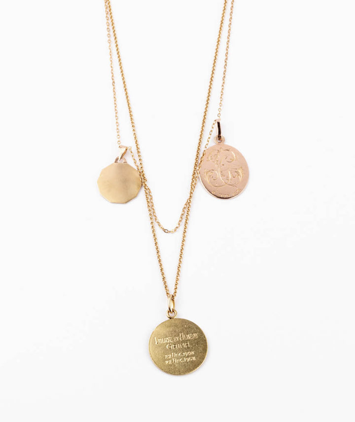 Caillou Paris - Collier ancien médailles Calligena detail dos
