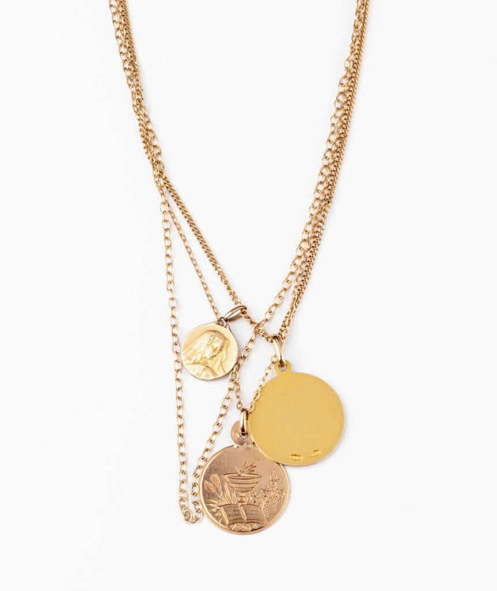 Caillou Paris - Collier ancien médailles Tilaka detail dos