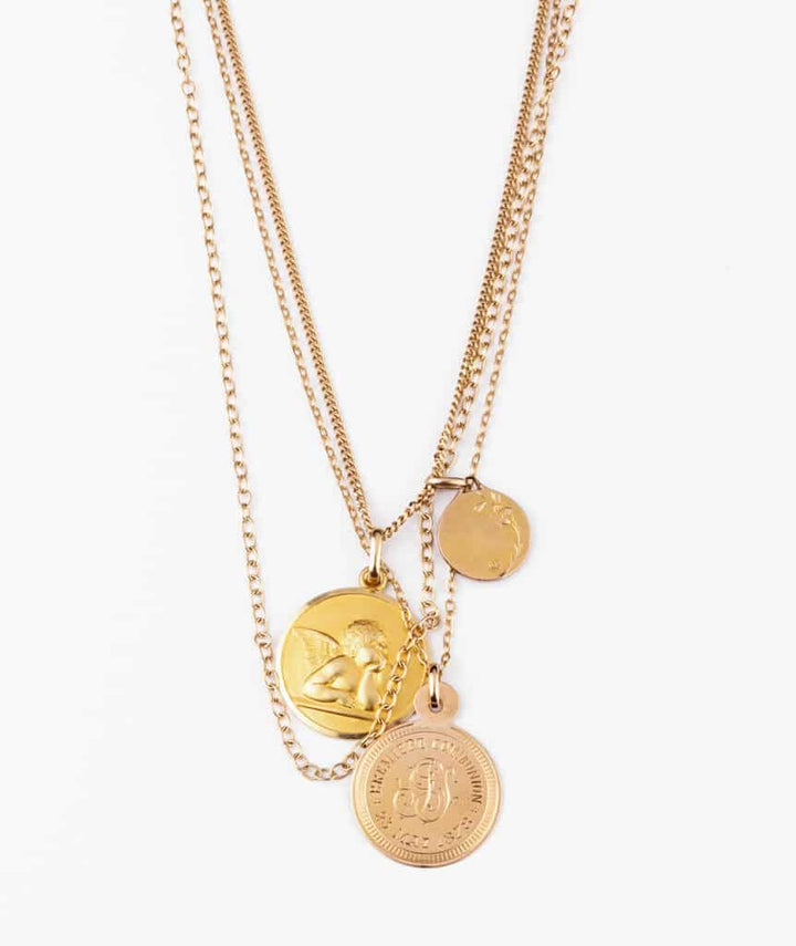 Caillou Paris - Collier ancien médailles Tilaka detail