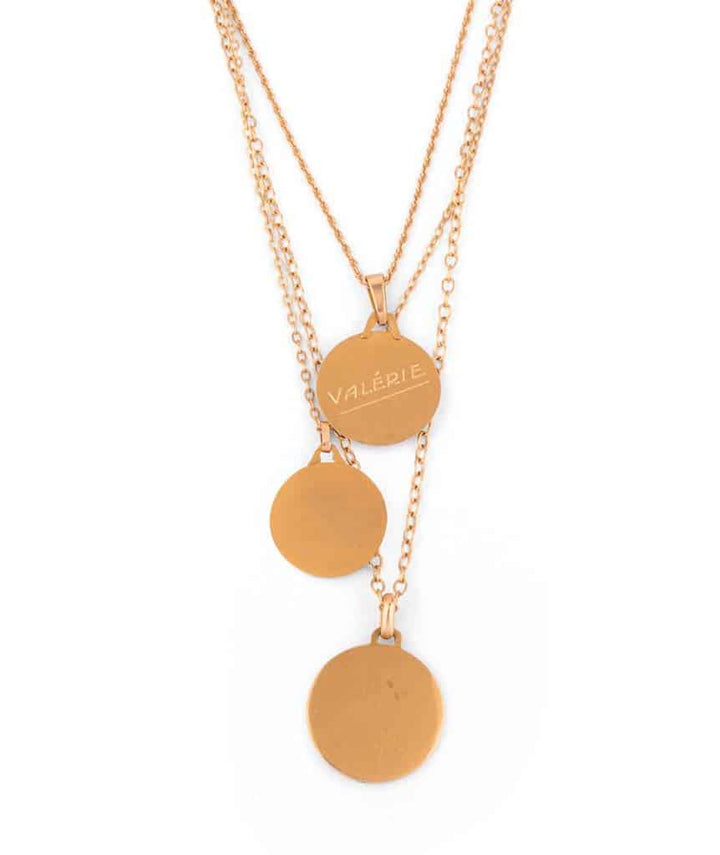 Caillou Paris Collier Ancien Or 3 Chaines Chapa Gros Plan Dos