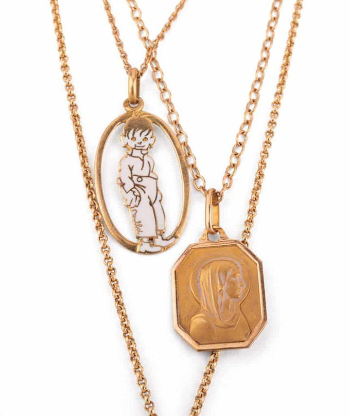 Caillou Paris Collier Ancien Or 3 Chaines Pippa Gros Plan 2