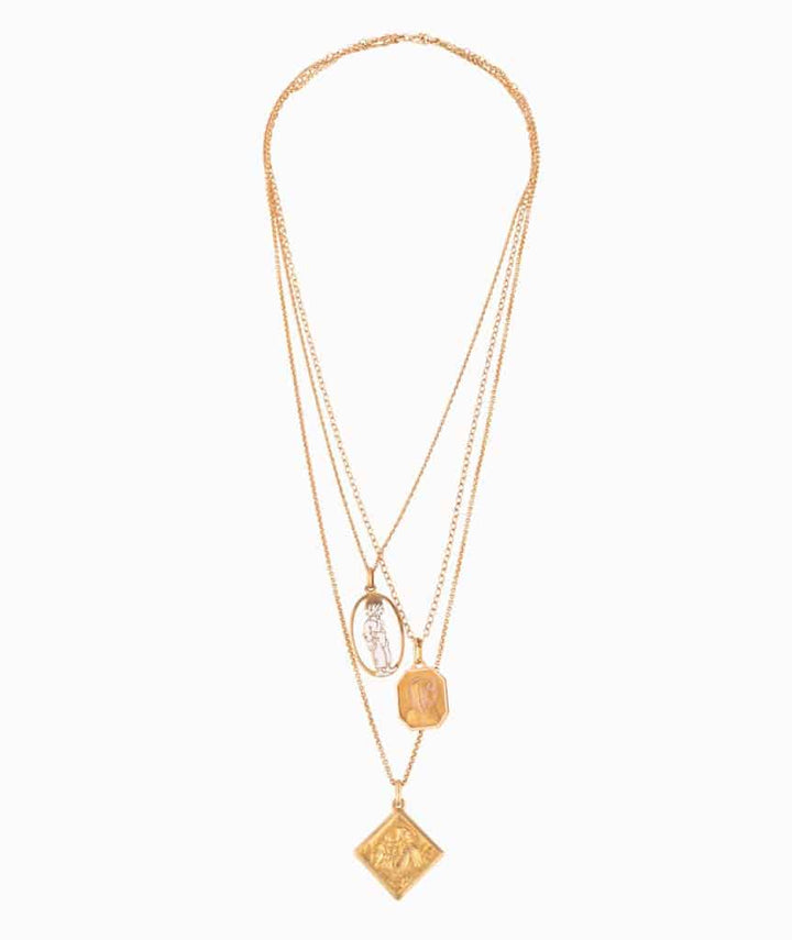 Caillou Paris Collier Ancien Or 3 Chaines Pippa