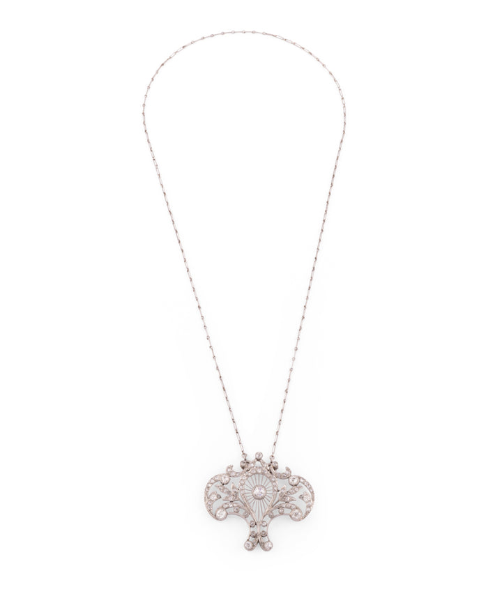Caillou Paris Collier Ancien Platine Et Diamants Thao