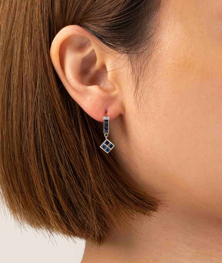 Caillou Paris Dormeuses Art Deco Diamants Et Saphirs Kylli Porter