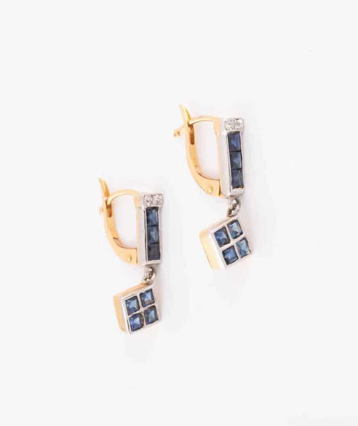 Caillou Paris Dormeuses Art Deco Diamants Et Saphirs Kylli Profil