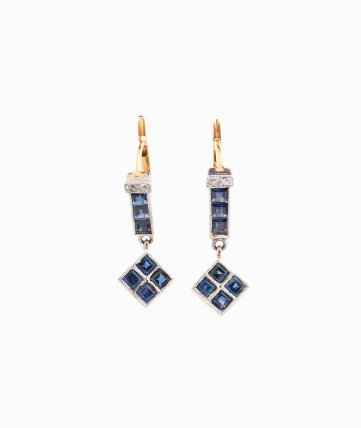 Caillou Paris Dormeuses Art Deco Diamants Et Saphirs Kylli